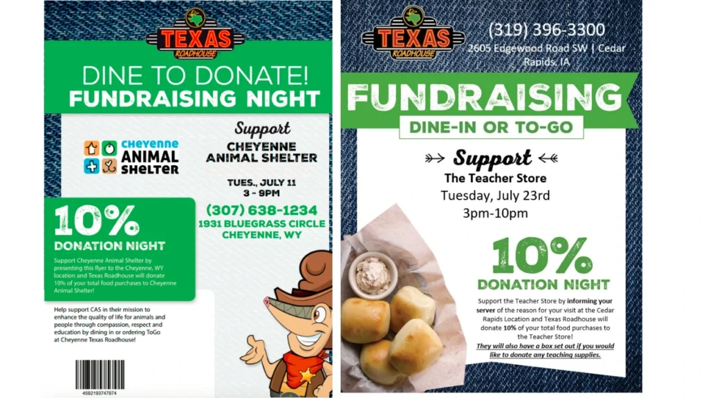 Types of Texas Roadhouse Fundraisers